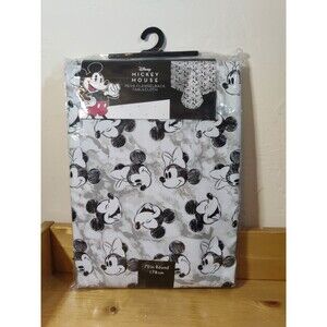 Disney Mickey Mouse Peva Vinyl Flannel Back Tablecloth 70" Round White